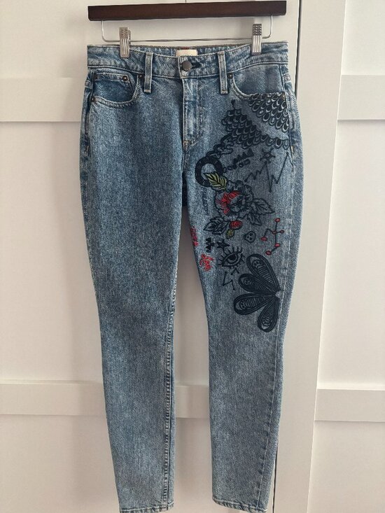 Alice + Olivia Denim - AO LA Alice + Olivia Mid Rise Skinny Jeans Embroidered Size 24 (#108)